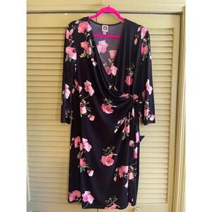 Anne Klein Floral Wrap Dress - Size 16 - Gently Used